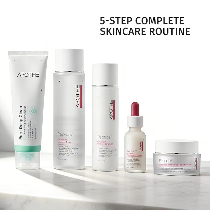 APOTHE Peptide¹¹ Botulinum 5-in-1 Skincare Set – Cleanser, Toner, Ampoule, Emulsion & Cream for Firming & Elasticity, Winter Gifting Bundle