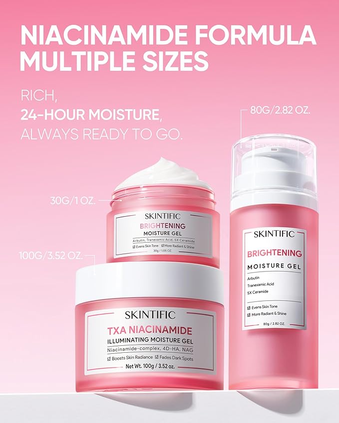 MSH Niacinamide Brightening Cream,Fades Dark Spots, Evens Skin Tone, Tranexamic Acid, α-Arbutin, 5X Ceramides, Centella Asiatica, Suitable for Oil and Acne-prone skin, 2.67 fl.oz / 80g