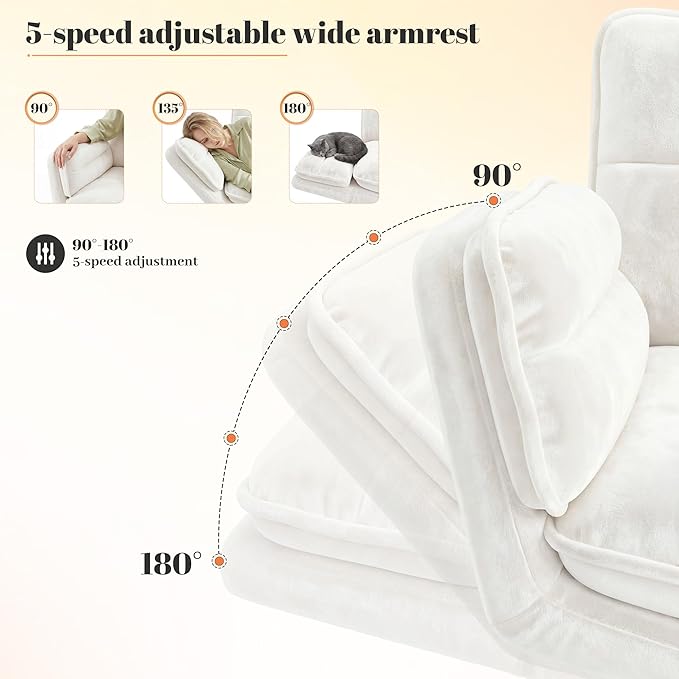 Criss Cross Chair with Wheels, Plush Fleece Vanity Chair with Adjustable Armrests, Ergonomic Office Chair for Bedroom, Makeup Room and Office Room, White
