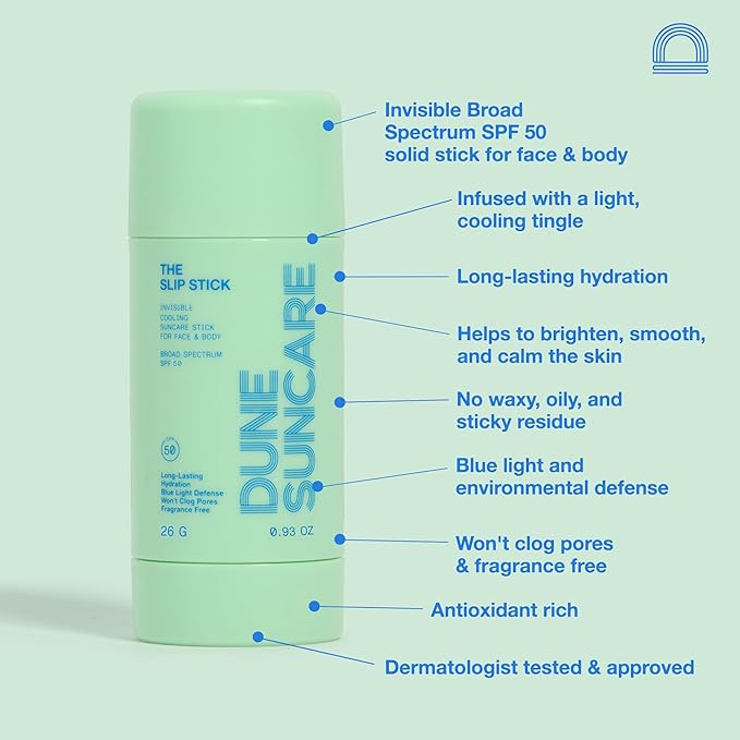 The Slip Stick SPF 50 Invisible Ultra Hydrating Cooling Sunscreen Stick – Fragrance-Free, Clean-Chemical Sunscreen for Face & Body – Vegan, Non-Greasy, Non-Waxy & No White Cast