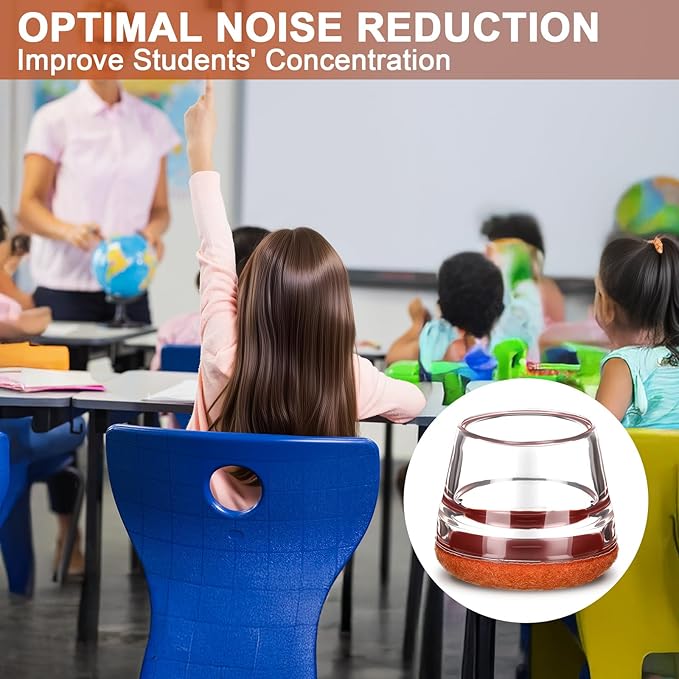 Chunful 96 Pcs Chair Leg Floor Protectors TPE Classroom Chairs & Desks Leg Covers with Quiet Felt Sliders Prevent Floor Scuffs & Scratches Desks Foot Caps Pads Teacher Classroom Supplies (Brown)