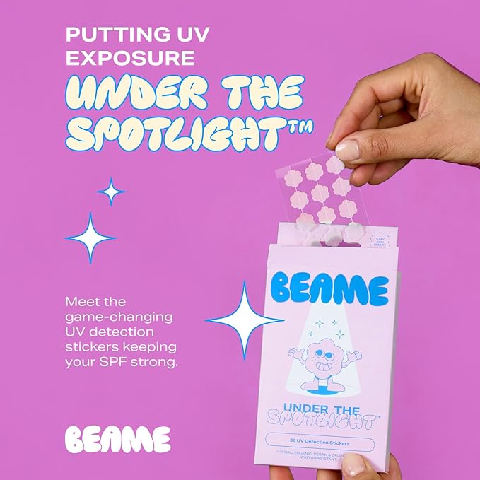 Under The Spotlight™ UV Detection Stickers - Sun Smart Tech That Shows When To Reapply - SPF & UV-Sensing - Water-Resistant & Skin-Safe - Vegan & Cruelty-Free - 36 Stickers, 12mm