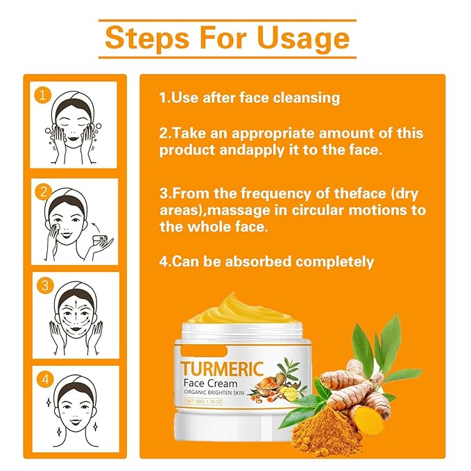 Turmeric Face Cream – Natural Turmeric Moisturizer Cream For Dark Spots Remover,Evens Skin Tone, Face Cream Smoothes Fine Lines, Daily Moisturizer For Face And Body