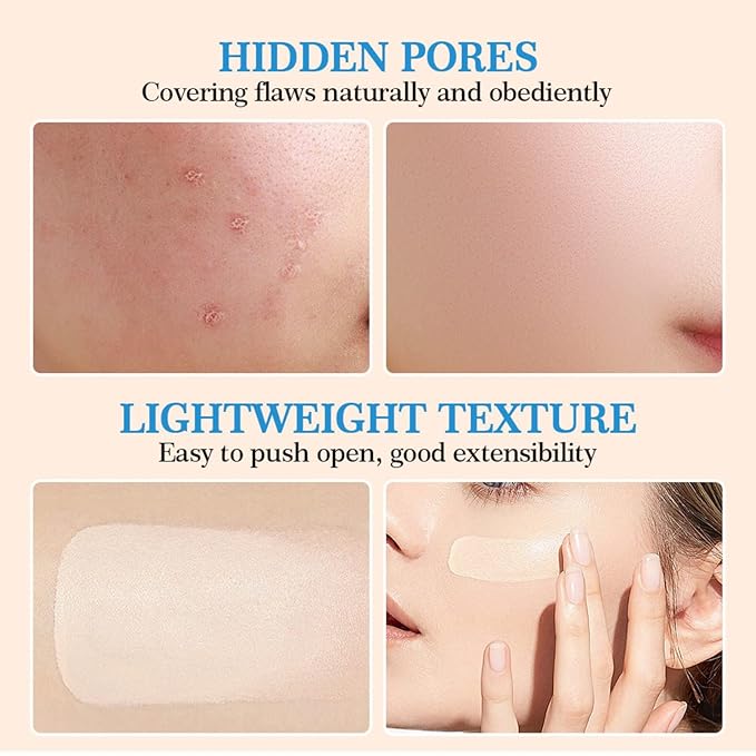 Air Cushion BB Cream, Heart-Shape Cushion Foundation with Mirror, Concealer & Moisturizing Effects Lightweight Buildable Coverage, Blurs Pores, Even Skin Tone Oil-Control Formula, Ivory