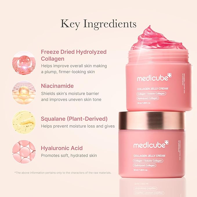 medicube Collagen Swirl Duo for Glowing, Fimer-Looking Skin: Collagen Jelly Cream 50ml and Triple Collagen Cream | Niacinamide, Hyaluronic Acid for Improving Skin's Moisture Barrier | Korean Skin Care