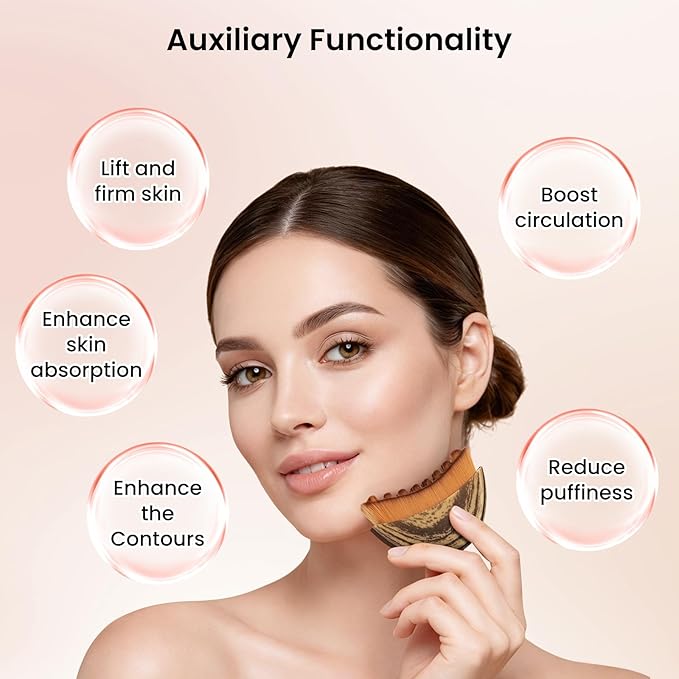 Lymphatic Contour Face Brush for Lymphatic Drainage & Facial Sculpting, Depuffing Tool for Makeup Prep and Self-Care, Boosts Circulation and Skincare Absorption (2-Piece Face Brush) Medium