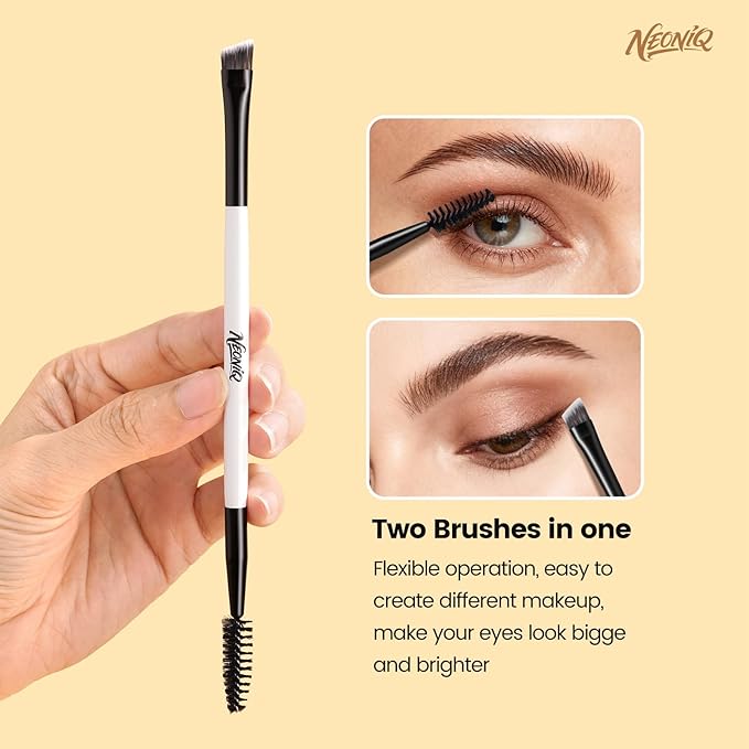 10 PCS Travel Makeup Brush Set With Bag, Makeup Brushes, Double-End Multi-functional Brushes for Foundation Powder Blush Eyeliner Eyeshadows, Professional Face Brush Set（White）