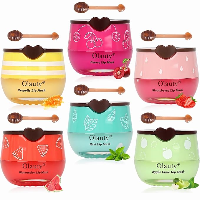 6 PCS Bee Lip Balm Lip Mask Honey Pot, Mothers Day Gifts, Honey Balm Lip Mask Overnight Moisturizing Lip Balm,Sleeping Lip mask Prevention Dry,Teacher Appreciation Gifts,Easter Basket Stuffers