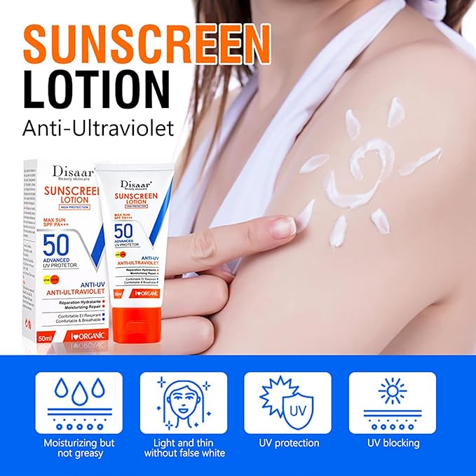 DISAAR BEAUTY Sunscreen Lotion SPF 50 PA+++ Advanced UV Protection UVA/UVB Moisturizing Repair 50ml / 1.69fl.oz