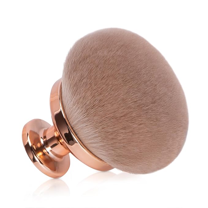Blend & Blur Extra Large Body Makeup Brush for Self Tanner,Leg Makeup & Bronzer Self Tan Applicator, 90mm Wide Round Head Kabuki Brush For Application with Drawstring Bag (Rose Gold)