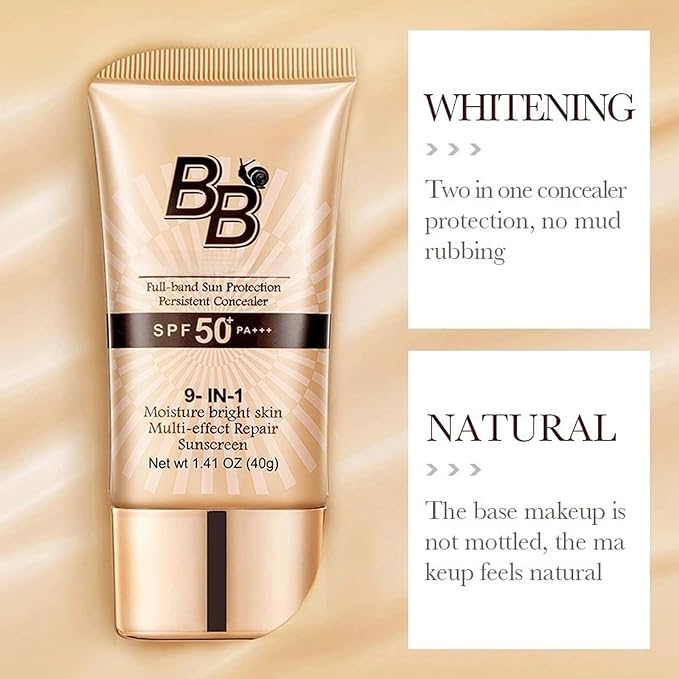 Skin-Nourishing All-in-One BB Cream Foundation – Tinted Moisturiser & Concealer, Natural Luminous Finish, Hydrating Formula (01)