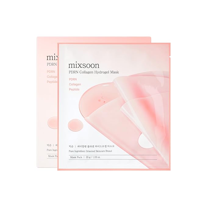 mixsoon PDRN Collagen Hydrogel Face Mask - Deeply Hydrating & Firming, Elasticity, Collagen Peptide Skin Treatment Mask 35g x5ea Korean Glass Skin Care for All Skin Types