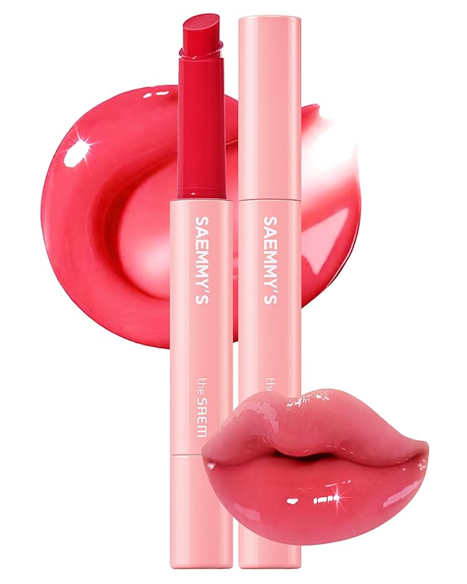THESAEM Saemmy's Syrup Shot Melting Balm - Plumping Lip GLoss Lipstick for Glazed Shine Lips - Korean Lip Makeup - Long Lasting Moisturizing, 0.06oz. (01 Apple Shower)