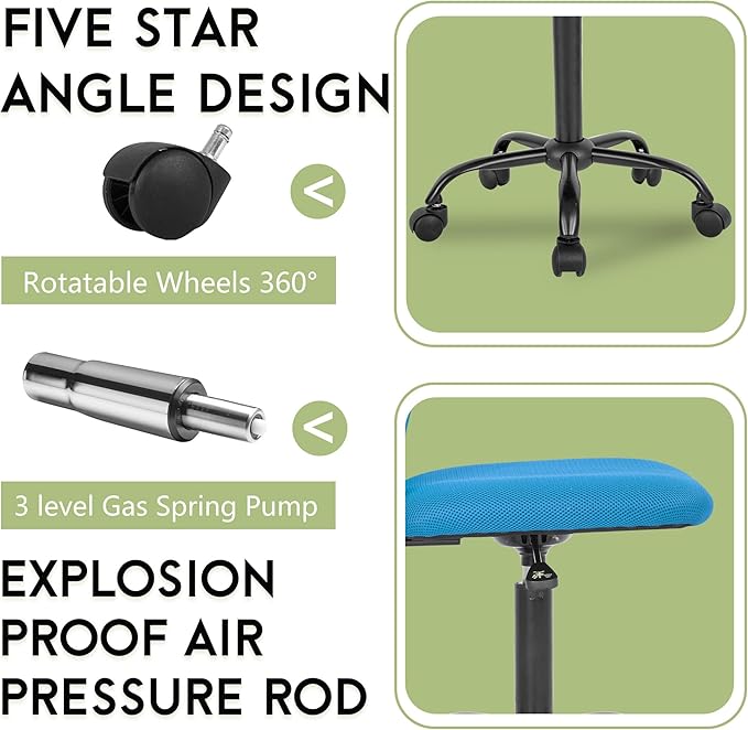 BestOffice Ergonomic Office Chair Desk Chair Mesh Computer Chair Armless Back Support Modern Executive Rolling Swivel Chair with Lumbar Support（Blue）