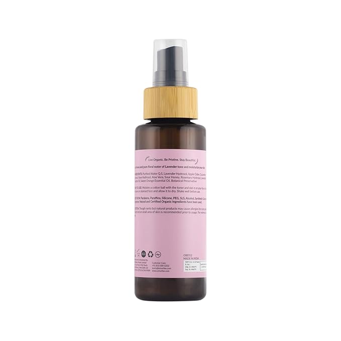 OMORFEE Organic Mellow Drizzle Face Toner | Face Toner For Dry Skin | Lavender Floral Water, Sour Honey, Apple Cider, Cucumber, Aloe Vera | 100 ml / 3.38 Fl. Oz.