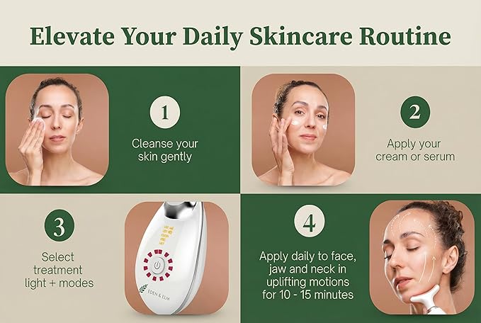 Eden & Elm - Face & Neck Sculpting Massager – 7 Color LED Beauty Tool for Firm-Looking Skin, Jawline Contouring & Daily Lift Routine – Ergonomic Curved Wireless Skincare Device