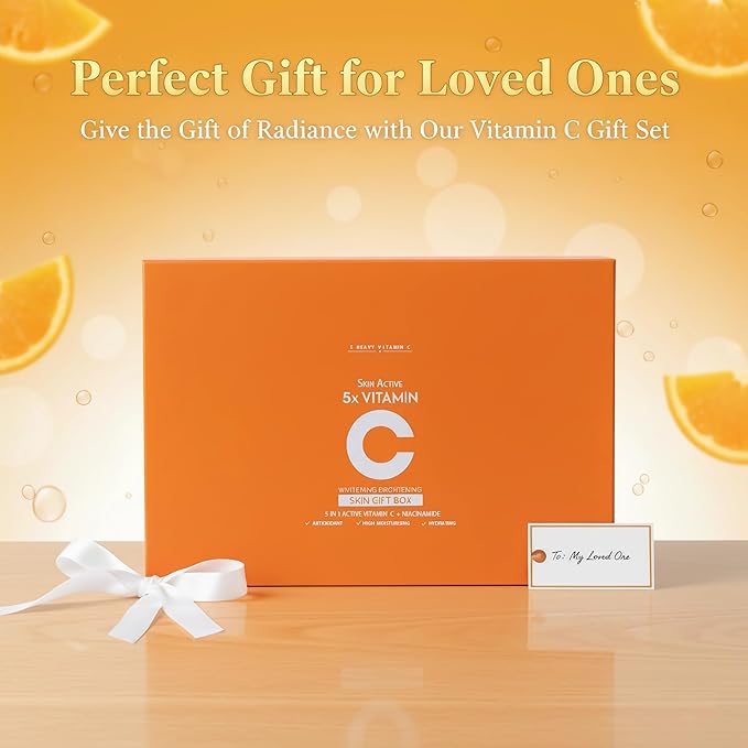 Vitamin C Skincare Set for Women – 6-Piece Hydrating Face Care Kit, Anti-Aging Routine & Moisturizing Skincare Gift Set for All Skin