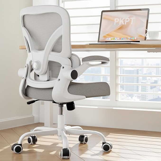 Mesh Office Chair, 330LBS Ergonomic Comfy Desk Chair with Adjustable Lumbar Support, Executive Computer Chairs for Home Office, White