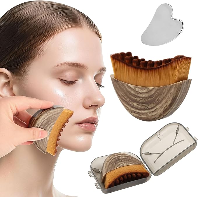 Lymphatic Drainage Face Massager & Guasha Tool, Dry Facial Gentle Beauty Tool, Lymphatic Drainage Massager Soft Brushing for Chin & Jawline Sculpting, Fit The Skin Precisely, Relieve Fatigue