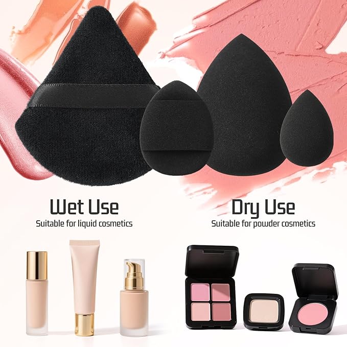 Makeup Brush Set for Foundation Concealer Eyeshadow and Travel, Include Make Up Brush, Sponge, 51PCS Black