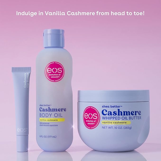 eos Cashmere Lip Butter - Vanilla Cashmere, Plumping Peptides, Smoothing, eos Lip Butter, Shea Butter, Lip Mask & Moisturizer, Soft, 0.35 fl oz (Pack of 2)
