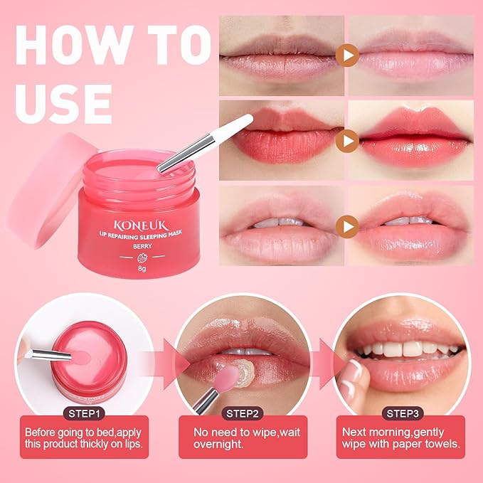 24 Pack Lip Sleeping Mask Gifts Set for Women, Bulk Lip Mask Overnight, Hydrate and Nourish Lip Masks With Vitamin C and Coconut Oil for Dry Lips, Lip Balm for Mothers Day Gifts and Spa Party Gifts