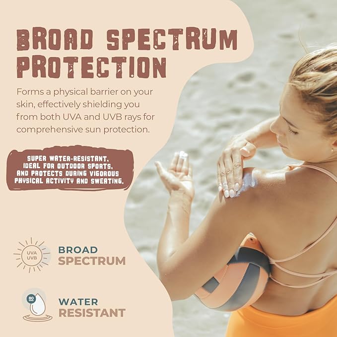 SPF 30 Reef Friendly Sport Mineral Sunscreen for Face & Body, Non-Nano Zinc Oxide, Natural Organic Non Toxic Mineral Based Coral Reef Safe Sunscreen, Travel Size, Biodegradable 2.5 Fl Oz