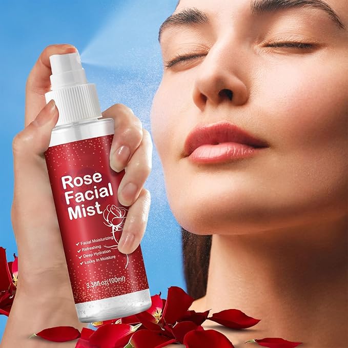 Rose Water Spray, Hydrating Facial Mist for Face - Hydrating, Reduces Fine Lines, Boosts Collagen Production, & Soothes Skin, Facial Toner Mist, Rejuvenates & Clarifies Conditioning