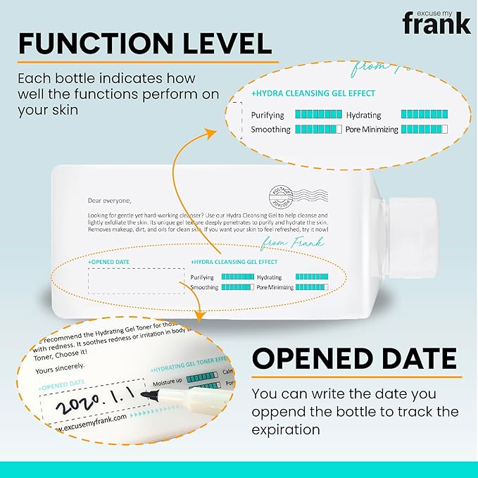 Excuse My Frank Hydrating Gel Toner – Korean Soothing Skincare, Refreshing Moisturizer for Face, Calming Skin, Hydrating, Gentle Facial Toner for Women, All Skin Types (2 Pack)