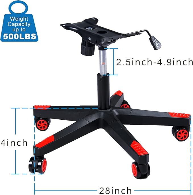Frassie 28 Inch Nylon Gaming Office Chair Base Replacement Swivel Set Chair Base with Bottom Plate Stand Cylinder, 5 Casters
