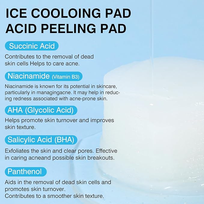 Toner Pads Pore Skincare, Ice Cooling Pad for Exfoliation Care 100 Pads with Collagen Extract for Soothing, Moisturizing, Niacinamide Toner for Women Men Skincare, Ideal for All Skin Types