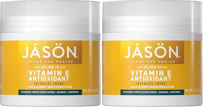 JASON Vitamin E Antioxidant Intensive Crème Face & Body Moisturization,25,000 IU Body Cream Moisturizer,4 Fluid Ounces,(Pack of 2)