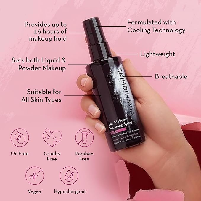 Skindinavia The Makeup Finishing Spray, Bridal Makeup Cooling Setting Spray, All-Day Wear, Long-Lasting Up to 16+ Hours, Heat-Resistant & Waterproof, Wedding Day, Bridal Shower Gift, 4.0 Oz