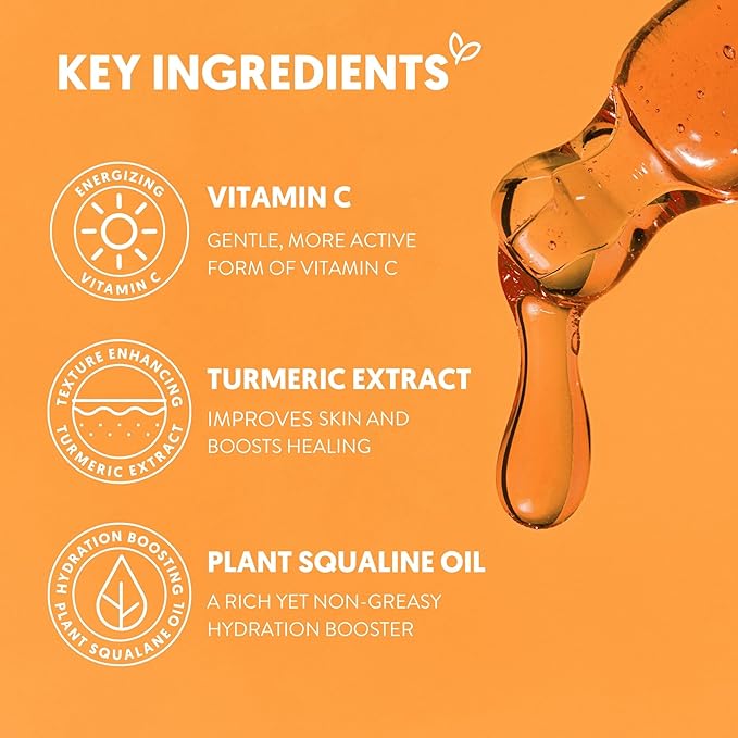 By Nature Hydrating Face Oil - Vitamin C, Turmeric & Plant Squalane Nourishes Skin for Radiant Vitality & Health Glow, for Women & Men, 1 Fl Oz
