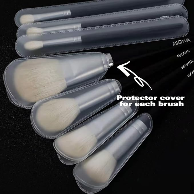 12 Pieces Premium Goat Hair Makeup Brush Set Nature Hair Bristles for Flawless Powder Application Durable Copper Ferrules Includes Eco-Friendly Kraft Paper Storage Case and Elegant Gift Box