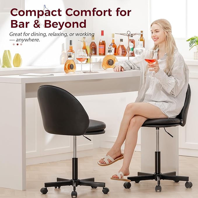 GTPLAYER Small Ergonomic Tall Office Chair, Computer Desk Chair with Wheels Versatile Height Use: Office to Bar Stools (or Standing Desk), Vanity Chair with Back PU Leather Shell Design for Gift