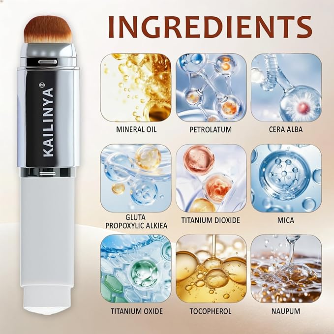 Korean Color Changing Foundation Stick 2-in-1 Waterproof & Long-Lasting Hydrating Makeup,with Brush for Lumine Skin, Dual-Ended Foundation -Concealer Stick, Portable for Easy Daily Use and Travel
