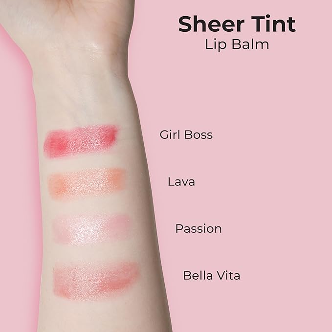 MCoBeauty - Sheer Tint Lip Balm – Girl Boss True Red Shade - Hydrating Gloss Balm with Jojoba Seed Oil - Helps Nourish Lips and Adds a Glossy Tint - Lip Care, Stocking Stuffers