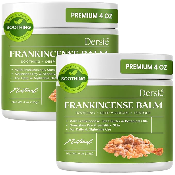 (Pack of 2) Dersie Frankincense Balm, Total 8 oz | Soothes Muscles & Joints, Supports Skin Renewal & Nourishment – All Natural Balm for Muscle, Joint & Foot Discomfort, Infused with Frankincense Oil