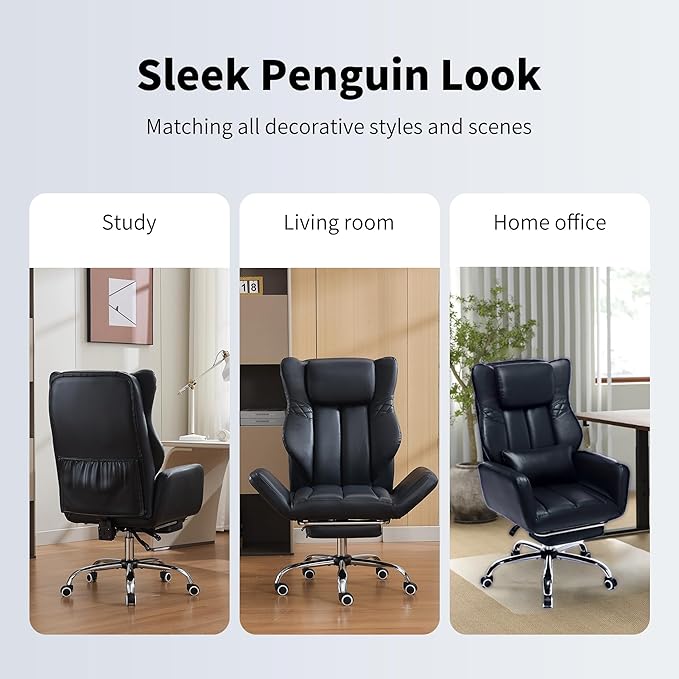 Criss Cross High Back Office Chair with Foot Rest, Ergonomic Cross Legged Desk Chair with Flip-up Armrest, Cozy Reclining 155°Swivel Chair for Home Office, Computer and Entertainment(Black)