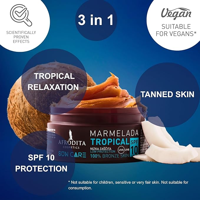 SUN CARE Marmelada TROPICAL F10 SPF10 VEGAN Fast Tanning Jam Bronze skin 6.76 FL Oz/ 200ml