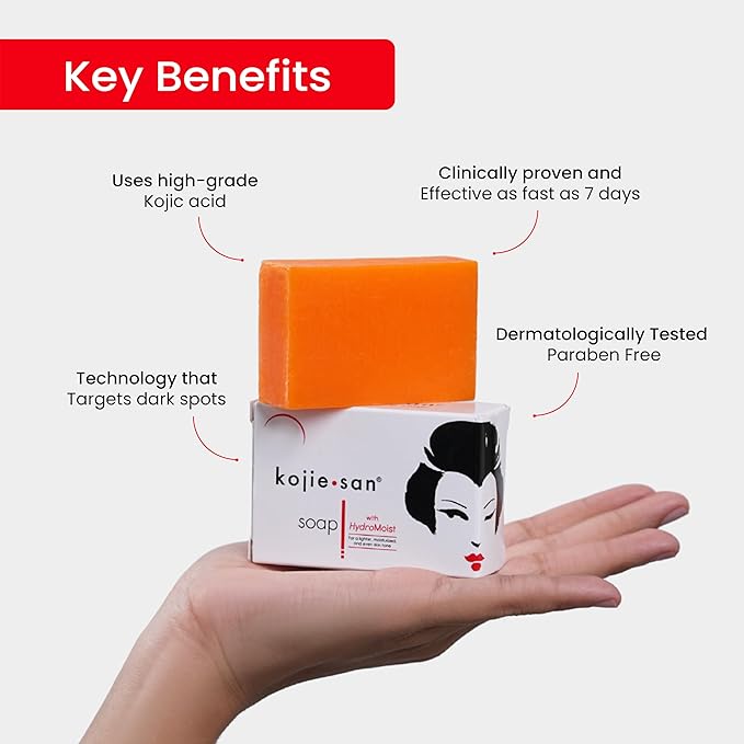 Kojie San Skin Soap - Original Kojic Acid Soap that Reduces Dark Spots, Hyperpigmentation, & Scars with Coconut & Tea Tree Oil – 65g x 6 Bars