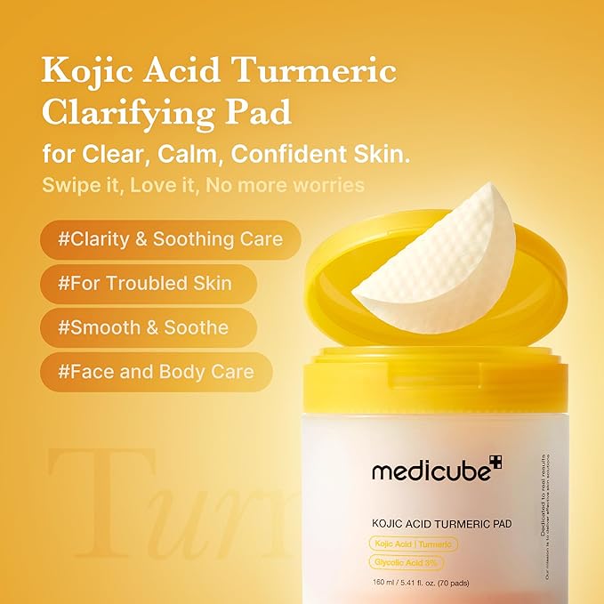 medicube Kojic Acid Body Wash & Prep Duo: Kojic Acid Turmeric Toner Pads and Turmeric Body Wash | Simple Cleanse & Swipe Routine for Glowing-Looking Body Skin