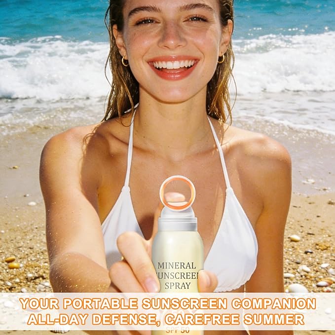 Mineral Sunscreen Spray SPF 50, Zinc Oxide Mineral Sunscreen Spray, Broad Spectrum UVA/UVB for Daily Protection, 360° Spray, Lightweight & Water Resistant, 6.76oz/200ml