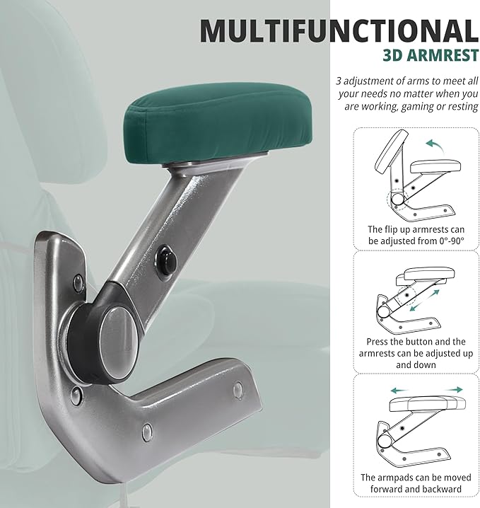 Fabric Big and Tall Office Chair 700lbs-High Back Executive Cloth Computer Chair with Adjustable Lumbar Support 3D Flip Arms Plus Size Rubber Wheels-Extra Wide Large Desk Chairs, Heavy Duty Metal Base
