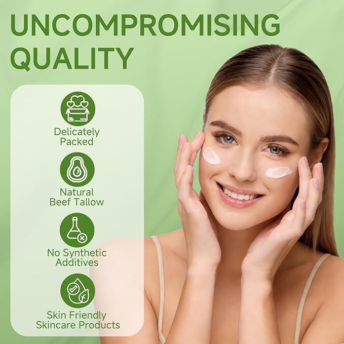 Beef Tallow for Skin, Beef Tallow, Grass Fed Beef Tallow, Whipped Beef Tallow for Face Moisturizer for All Purpose Tallow Balm, 2 packs
