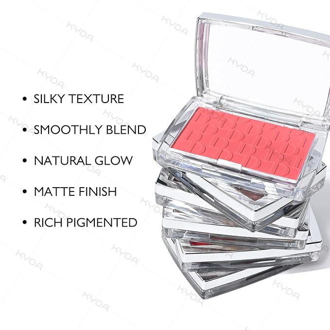 KYDA Powder Blush, Radiant Glow Face Blusher, Blendable Formula, Lasting Moisturizing, Ultra Fine Lightweight Texture, Cherry