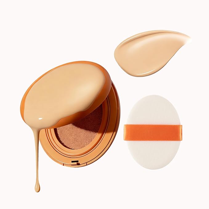 Korean BB Cushion Foundation,Lightweight & Hydrating,Medium to Full Coverage,Long-Lasting & Waterproof Powder Foundation,Mask Fit AI Filter Korean Cushion Makeup (Nature)