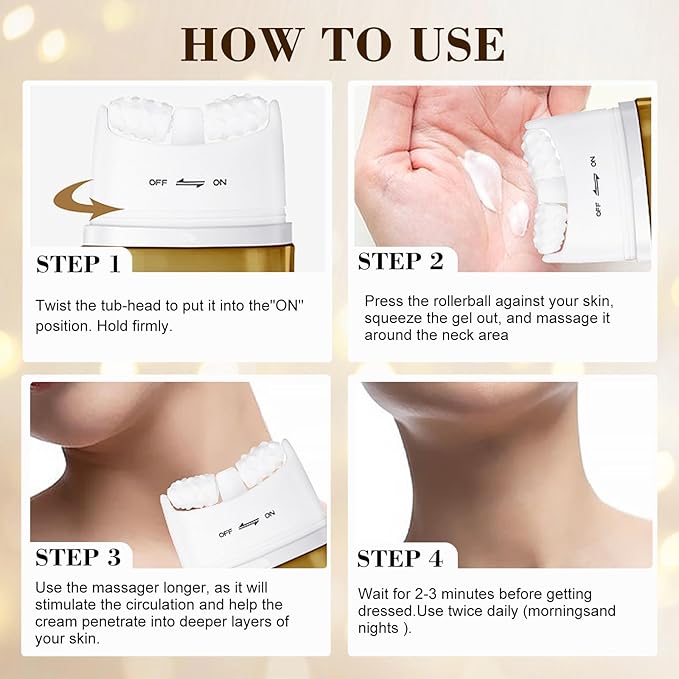 [2026 Upgrade] AH8 Firming Neck Cream with Roller - Tightening & Lifting Cream for Sagging Skin, 8-HA Clockwise Neck Cream for Face & Body Skin Tightening Cream with Massage Roller