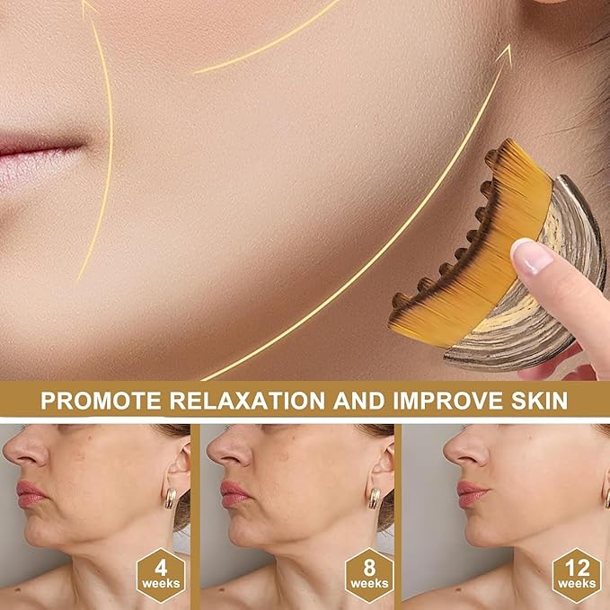 Lymphatic Contour Face Brush - Ultra-Soft Bristles for Chin & Jawline Sculpting, Facial Lymphatic Drainage Massager, Ergonomic Face Brush for Depuffing